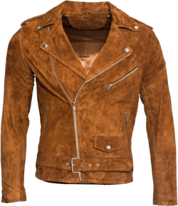 Men's Classic Brando Casual Brown Tan Suede Leather Biker Jacket Tan Small