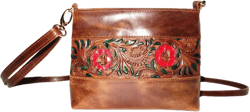 Cords Craft Leather Crossbody Bag for Women, Hand Tooled, Women's Crossbody Handbags, Western Bag for Women, Brown