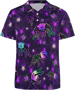 Halloween Golf Shirts for Men Quick-Dry Print Short Sleeve Athletic Daily Shirt Casual Collared Shirt Tennis T-Shirt