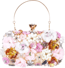 Womens Evening Clutch Bag Designer Evening Handbag Hand Bag,Lady Party Wedding Clutch Purse Flower Beaded-gold