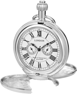 Elegant Men's Mechanical Pocket Watch with Chain and Box MW172
