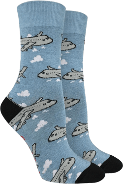 Good Luck Sock Women's Animals Socks, Adult One Size Jumbo Jet Airplane Pilot