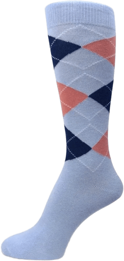 Spotlight Hosiery Men's Argyle Dress Sock One Size Light Blue/Peach/Navy Blue