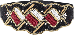 idealway Bohemian Women Belts Handmade Beads Ethnic Statement Wide Elastic Body Belt for Girls Women Dresses (GEOMETRIC BLACK)