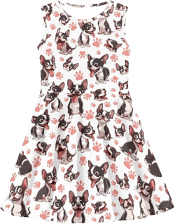 Girls Casual Summer Sleeveless Skater Sundress Flowy Swing Graduation Dance A-Line Dresses Loose Fit and Flared Dress 3-4T Dog Paw Print N