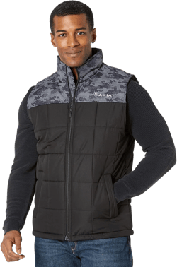 ARIAT Mens Cruis Insulated Vest Athletic Outerwear Casual Comfort Technology - Brown Small Black/Digi Camo