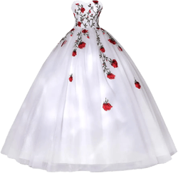 Off The Shoulder Quinceanera Dress 3D Flowers Prom Dress Lace Appliques Long Ball Gowns 12 Styleb-white