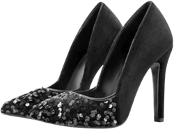 High Heel Sequin Pumps for Women Closed Pointed Toe Sexy Stilettos Slip-On Suede Velvet Dress Shoes Party Wedding Prom Club Night Evening 9 Black