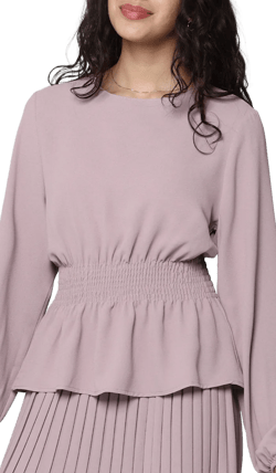 Lulu Modest Essential Peplum Blouse - Dusty Rose
