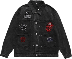 Men Denim Jacket Men's Spring and Autumn Loose Washed-out Denim Clothes Jacket