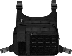 KINGSLONG Tactical Chest Bag Lightweight Running Chest Pack, Water Resistant Running Vest Pack with Phone Holder Running Backpack for Men Women Black Chest Bag