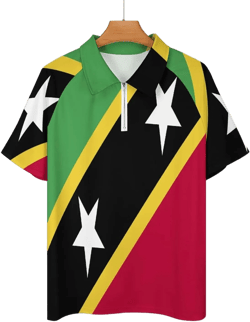 TAIZIYEAH Fashion All-Printed T-Shirt Saint Kitts and Nevis Flag Unisex Soft Short-Sleeved Tshirt Comfortable Casual Shirts for Men Tops L Large Style-14