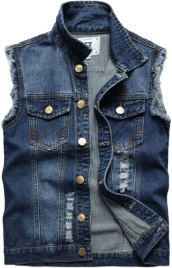 Denim Vest Men Lapel Sleeveless Slim Fit Retro Ripped Casual Jean Vest for Men's 3X-Large Dark Blue