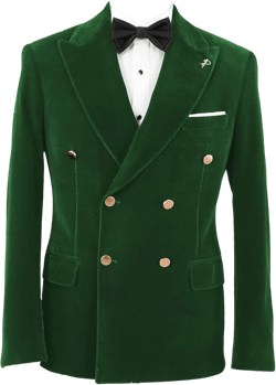 Men's Double Breated Velvet Blazer Jacket Slim Fit Tuxedo Suit Blazer Sport Coat for Wedding Prom Dinner Party 4X-Large Green