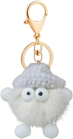 Kawaii Cute Plush Pom Pom Fluffy Ball Doll Handmade Woolen Weaving Keychain for Women Girls - Light Beige at Amazon Women’s Clothing store