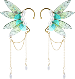 FRESHME Fairy Elf Ear Cuffs - Fairy Wings Elf Cuffs Crystal Dangle Ear Cuffs Elf Wrap Crawlers for Women Christmas Renaissance Halloween Custome Cosplay Wedding Accessories : Toys & Games