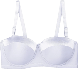 Women's Strapless Bra B/C/D/DD/DDD/G 1/2 Cup Seamless Plus Size Balconette Bra H059 40C White