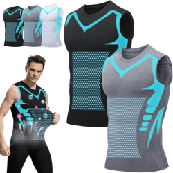 LELEBEAR Vitaboost Compression Shirt for Men, Maynox Ionic Shaping Sleeveless Vest Confidence, Energy and Strength for You Medium Black+grey