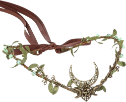 MOSTORY Handmade Moon Elf Crown - Elven Circlet Woodland Forest Headpiece Fairy Goddess Tiara Medieval Queen Accessory for Women Girls Halloween Cosplay Renaissance Accessory Green Green-rhinestone