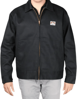 Ben Davis Men's Jacket Heavy Duty Zip Front Slash Pockets Eisenhower Coat 3X-Large Black