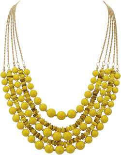 Bocar Long Statement Vintage 5 Layer Stone Acrylic Beads Necklace Women Butter Cup