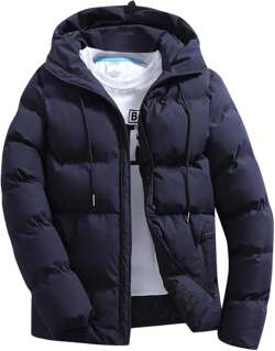 Men Puffer Jacket with Hood Lightweight Packable Quilted Hooded Bubble Down Jackets Winter Insulated Thick Outwear Large Xa-navy