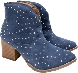 Twilight Studded Heeled Ankle Boot in Denim