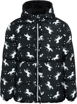 Pink Platinum Winter Jacket - Unicorn Fleece Lined Quilted Windbreaker Puffer Jacket (Size: 4-16)
