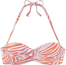 Women's Zebra Print Bandeau Bikini Swimsuit Top Bra Sizing - LASCANA - Orange Multi Zebra Stripe 34C