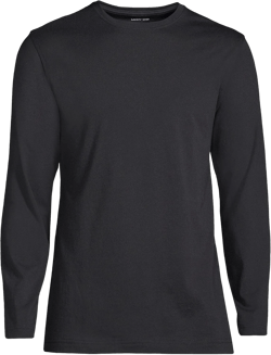 Lands' End Men's Long Sleeve American-Grown Supima Cotton Tee Small Black