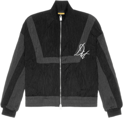 Diet Starts Monday Crinkled Nylon Track Jacket (Black/Grey)