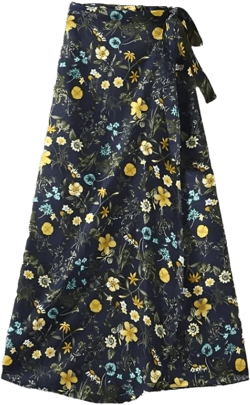 Women's Boho Long Skirts Dress Floral Print one Piece Weekend Novelty Skirts Flowy Dresses for Women with Slit