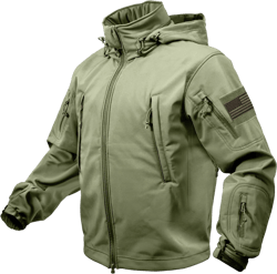 Rothco Special Ops Tactical Soft Shell Jacket with Patches Bundle (Medium, Olive Drab with Olive Patches)