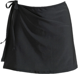 JadeRich Women's Overlapped Side Tie Wrap Skirt Beach Swimwear Tankini Bikini Cover-up (No Brief) Medium Black
