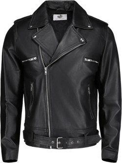 TLC leather biker jacket men - Black men's biker jacket with Notch Lapel Collar and Zipper Cuff
