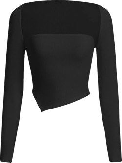 Verdusa Women's 2 Piece Sleeveless Crop Tube Top and Long Sleeve Bolero Shrug Crop Cardigan Black S