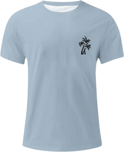 WENKOMG1 Mens Graphic Tshirts Shirt Printed Solid Color Casual Tee Shirt Summer Short Sleeve Loose Fit Tees Medium Light Blue 5