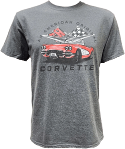 Vintage Goods Apparel Men's Graphic T-Shirt, Classic 1961 Corvette - Officially Licensed Chevy Tee, Gift for Sports Car Lover