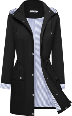 BBX Lephsnt Rain Coats for Women Waterproof Rain Jacket Lightweight Windbreaker Outdoor Hooded Trench Coat