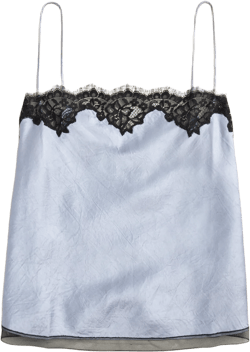 Lace-trim camisole top in textured satin