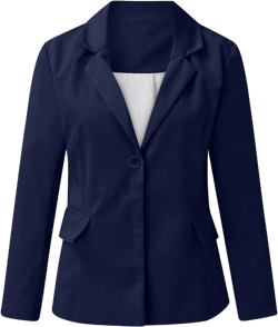 Womens 2023 Fashion Casual Blazers Open Front Long Sleeve Work Office Jackets Blazer 04-navy Large
