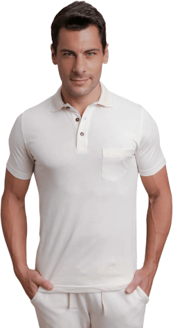 Cottonique Hypoallergenic Light Organic Polo Tee for Men with Skin Allergies and Sensitive Skin