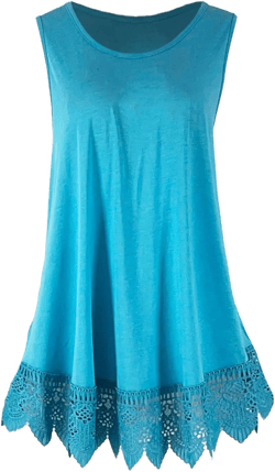 Epic MMA Gear Long Flowy Lace Bottom Sleeveless Tunic Top for Women X-Large Light Blue