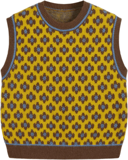 CIDER Sweater Vest Women Crewneck Sleeveless Cropped Sweater Knit Tops Color Block Geometric Graphic Casual Tank Top Small Yellow