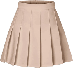 BINPAW Women Pleated Skirts Tennis High Waist Pleated Zipper Uniform Skater with Lining, Khaki, US Size XX-Large : Clothing, Shoes & Jewelry