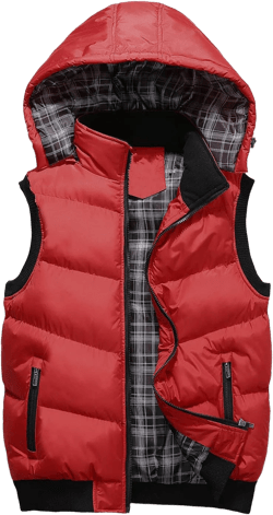 Mens Winter Down Vest Padded Puffer Vest Plus Size Lightweight Down Jacket Sleeveless Zip Up Quilted Gilet Jacket Outwear I - Red Medium
