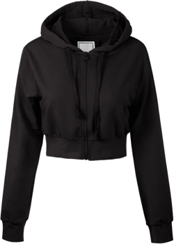MixMatchy Women's Solid Casual Basic Long Sleeve French Terry Zip Up Crop Hoodie Jacket