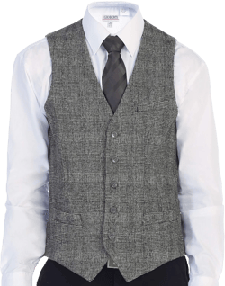 Gioberti Men's 5 Button Slim Fit Formal Herringbone Tweed Suit Vest Large 39 - Gray Checked