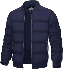 TACVASEN Puffer Jacket Men Quilted Mens Lightweight Jackets Water-Resistant Warm Padded Comfortable for Winter Navy Small