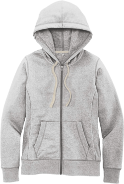 District Women's Re-Fleece Full-Zip Hoodie, Light Heather Grey, XXL